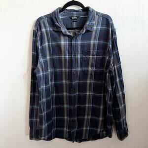 Eddie Bauer Men's Blue Plaid Long Sleeve Button Down Flannel Shirt‎ XL